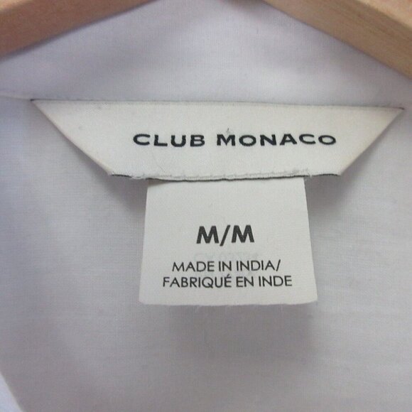 Club Monaco Button Front Blouse Womens M White Long Sleeve Pockets Casual 92 - Picture 3 of 9